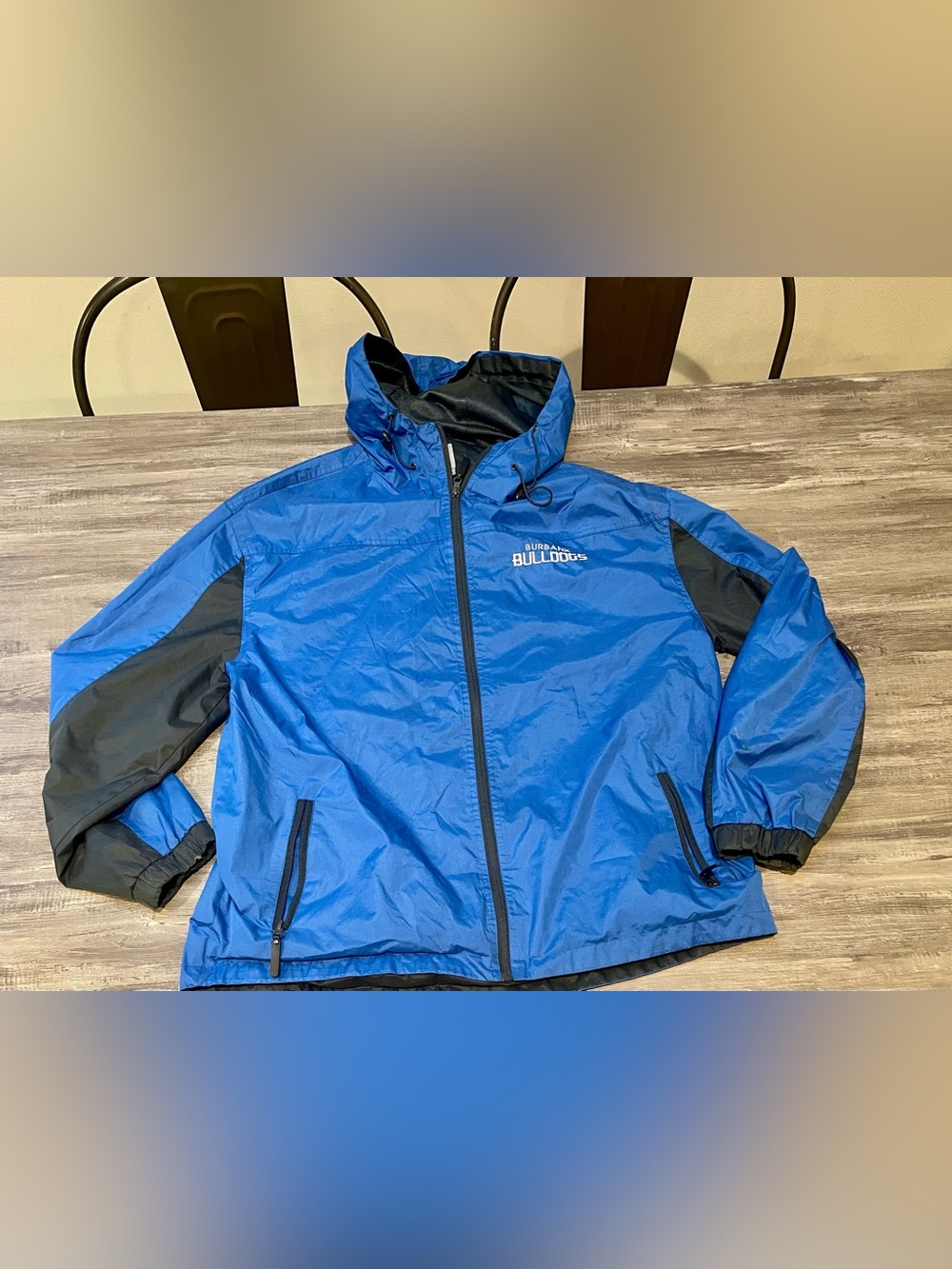Men's Blue Waterproof Hooded Raincoat - Burbank Bulldogs